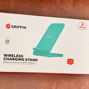 Griffin 10W Qi Wireless Fast Charging Stand - set of 2 Aqua *NEW in box*